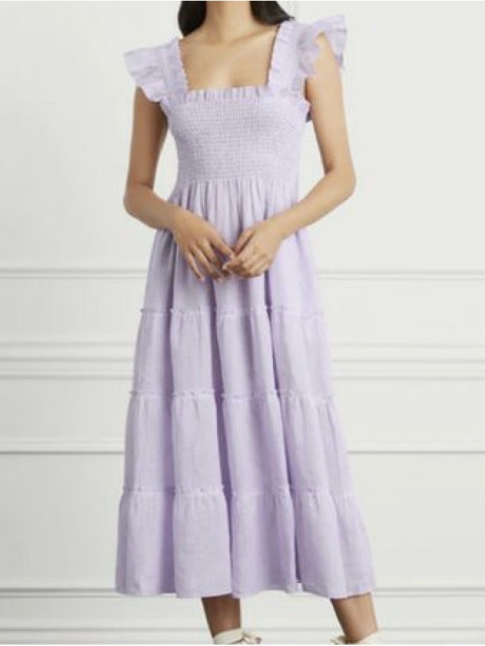 Hill House Home Linen Ellie Nap Dress Lilac Stripe Medium Cottagecore